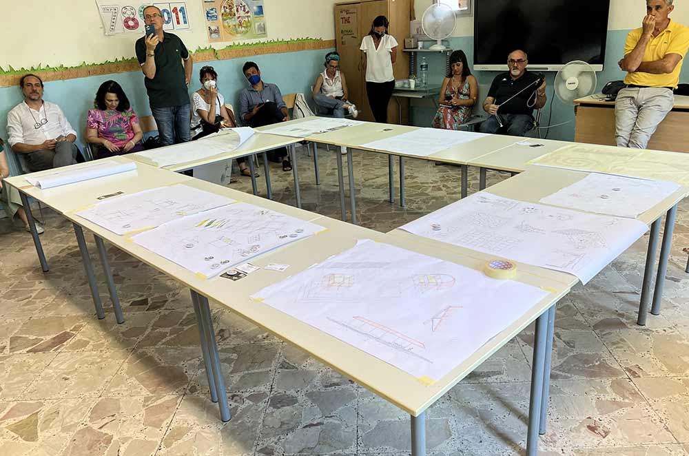 Dettaglio costruttivo della pergola per i giardini sensoriali OASI CIVICA