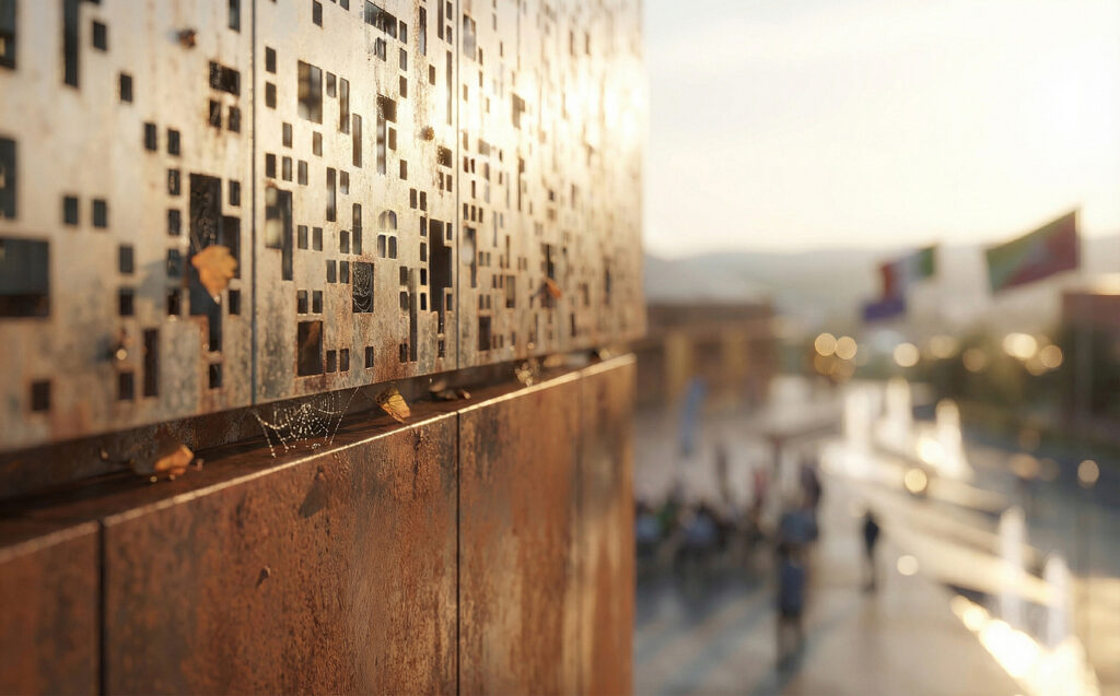 Dettaglio della selezione CG Connect - render architettonico della Fiera di Valledolmo di Federica Misseri